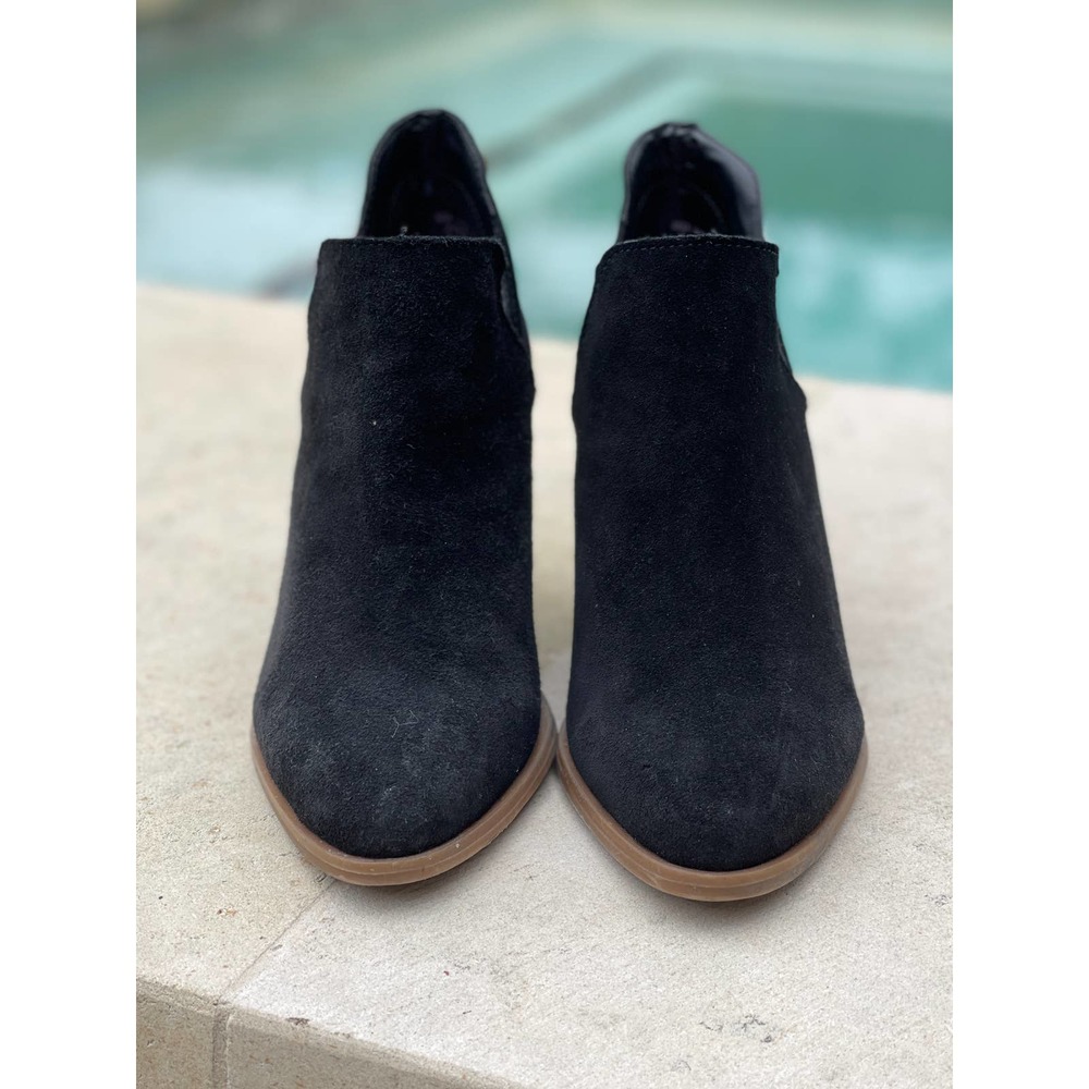 Steve Madden Boho Side Slit Black Suede Ankle Boots S-8.5